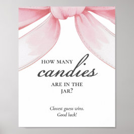 Gissa hur många Rosa Bow Baby Shower Poster för Ca