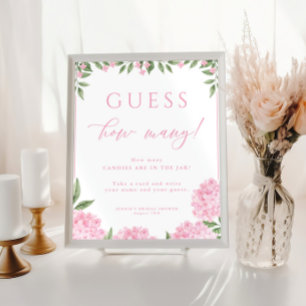 Gissa hur många Rosa Hydrangea Shower-spel Poster