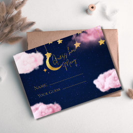 Gissa hur många rosa Över månen baby shower Tilläggskort