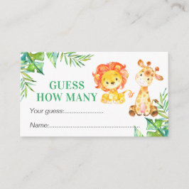 Gissa Hur Många Safari Baby Shower Födelsedagslek Tilläggskort