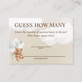 Gissa Hur Många Sage Teddy Bear Baby Shower-kort Tilläggskort