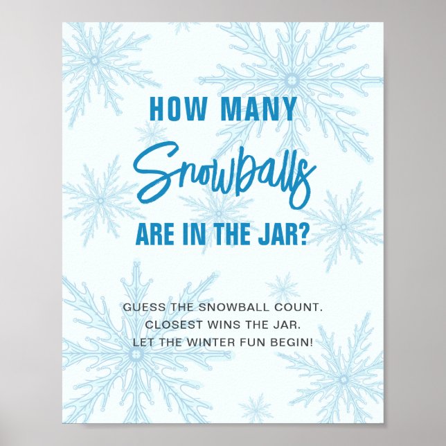 Gissa Hur Många Snöbollar Vinter Baby Shower Poster (Framsidan)