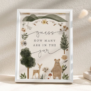 Gissa hur många som finns i burken Boho Skogsskylt Poster