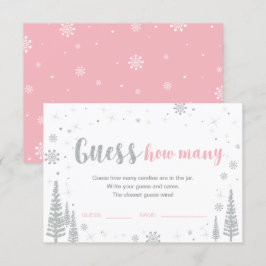 Gissa hur många | Spelet Vinter Rosa Baby Shower Inbjudningar