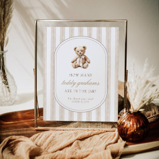Gissa hur många teddy Grahams Baby Shower-spelteck Poster