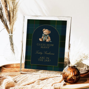 Gissa hur många teddybjörnar Baby Shower Spel Skyl Poster