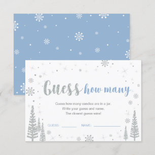 Gissa Hur Många Vinter Blå Baby Shower Lek Invi Inbjudningar