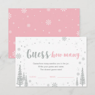 Gissa Hur Många Vinter Rosa Baby Shower Lek Inbjudningar