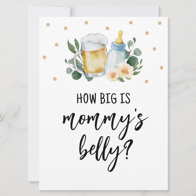 Gissa hur stor Mamma Belly signerar Baby som brinn Inbjudningar (Framsida)