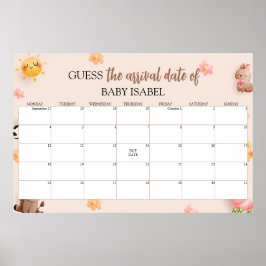 Gissa kalender för förfallodatum för babyvisningsp poster
