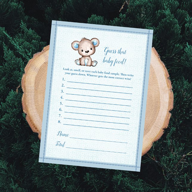 Gissa kortet Baby Food Cute Brown Bear Baby Inbjudningar (Skapare uppladdad)