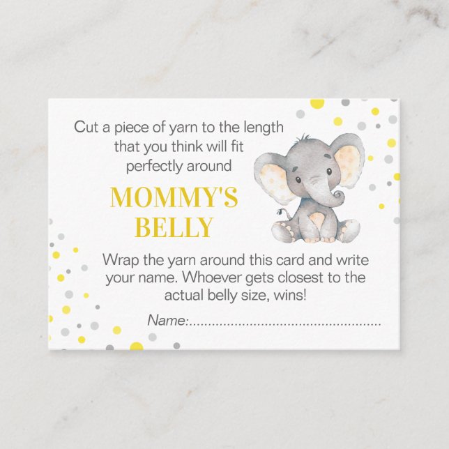 Gissa Mamma Belly Game Card Elephant Baby Shower Tilläggskort (Framsida)