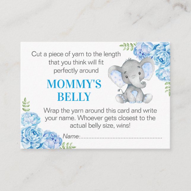 Gissa Mamma Belly Game Card Elephant Baby Shower Tilläggskort (Framsida)