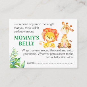 Gissa Mamma Belly Game Card Safari Baby Shower Tilläggskort