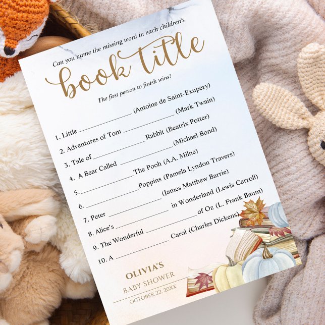 Gissa matchen med Bok-titel Blue Pumpkin Baby Show (Skapare uppladdad)