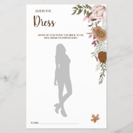 Gissa matchkortet Dress Boho Autumn BridalShower Flygblad