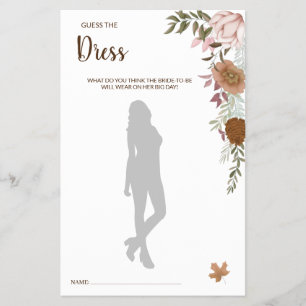 Gissa matchkortet Dress Boho Autumn BridalShower Flygblad