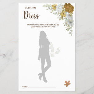 Gissa matchkortet Dress Boho Autumn BridalShower Flygblad