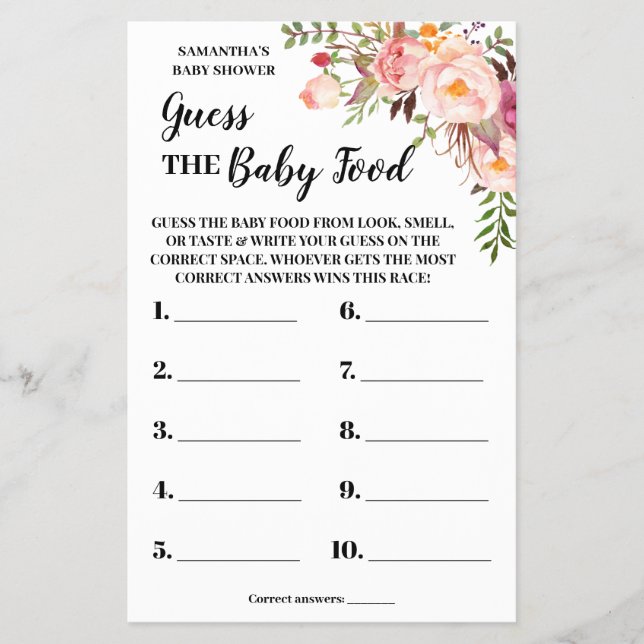 Gissa matduschkortet i Baby rosa Flygblad (Framsidan)