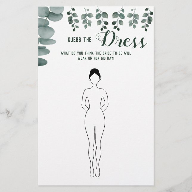 Gissa Möhippan Dress Eucalyptus Game Card Flygblad (Framsidan)