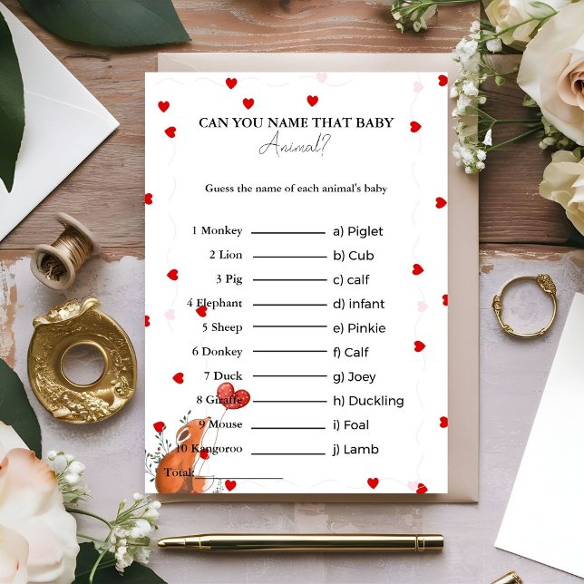 Gissa namn på baby djur-babyduschkortet inbjudningar (Skapare uppladdad)