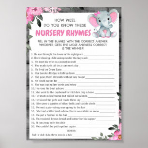 Gissa Nursery Rhymes Girl Elephant Shower Game Poster