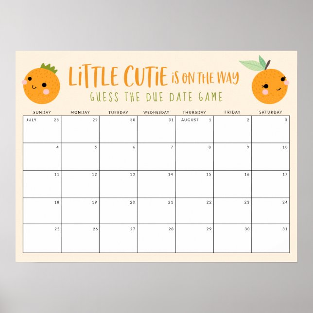 Gissa Orangen Förfallodatum för Little Cutie Baby  Poster (Framsidan)