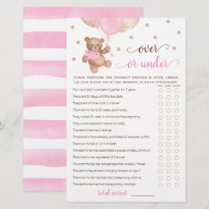 Gissa över eller under Nallen Game Baby Shower