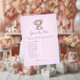 Gissa Pris Lila Bear Girl Shower Game Inbjudningar