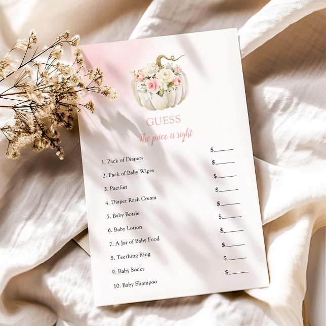 Gissa Prisa babybabybabystöten (Guess the Price is Right Pink Fall Baby Shower Game)