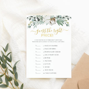 Gissa Prisa Boho Greenery Baby Shower-spelet Inbjudningar