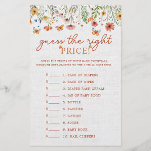 Gissa Prisa Boho WildblomBaby Shower-spel