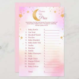 Gissa Prisa Måne Stars Rosa Baby Shower Game