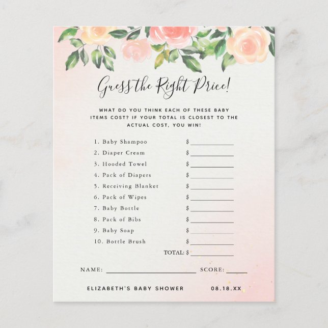 Gissa Priset | Baby Shower Lek (Framsida)