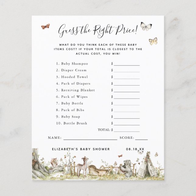 Gissa Priset | Baby Shower Lek (Framsida)