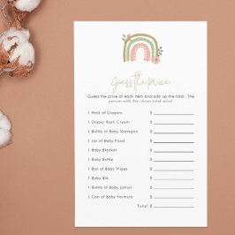 Gissa priset Boho regnbåge baby shower spel