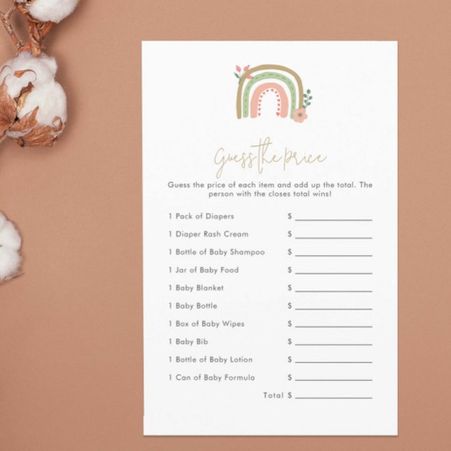 Gissa priset Boho regnbåge baby shower spel (Skapare uppladdad)