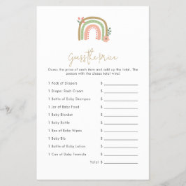 Gissa priset Boho regnbåge baby shower spel Flygblad