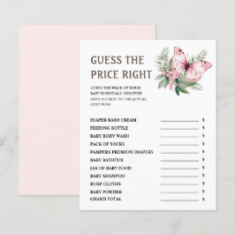 Gissa Priset | Rosa Fjäril Baby Shower Spel