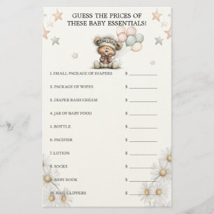 Gissa Priset Whimsical Teddy Bear Baby Shower Brevpapper