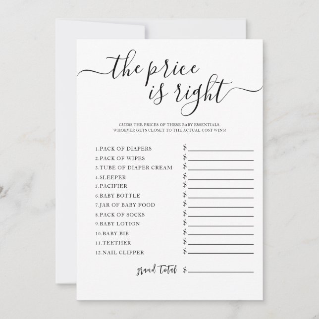 Gissa Prist spelkort för babyvisningsprogrammet Inbjudningar (Framsida)