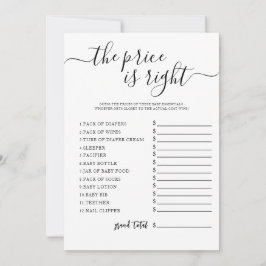 Gissa Prist spelkort för babyvisningsprogrammet Inbjudningar