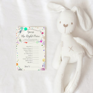 "Gissa rätt pris" Färgglatt baby shower-spel
