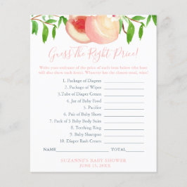Gissa Rätt Pris Sweet Peach Baby Shower-spel Flygblad