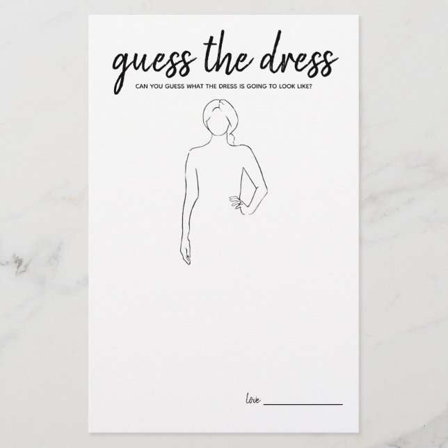 Gissa spel för minimalistisk Möhippa för Dress (Framsida)