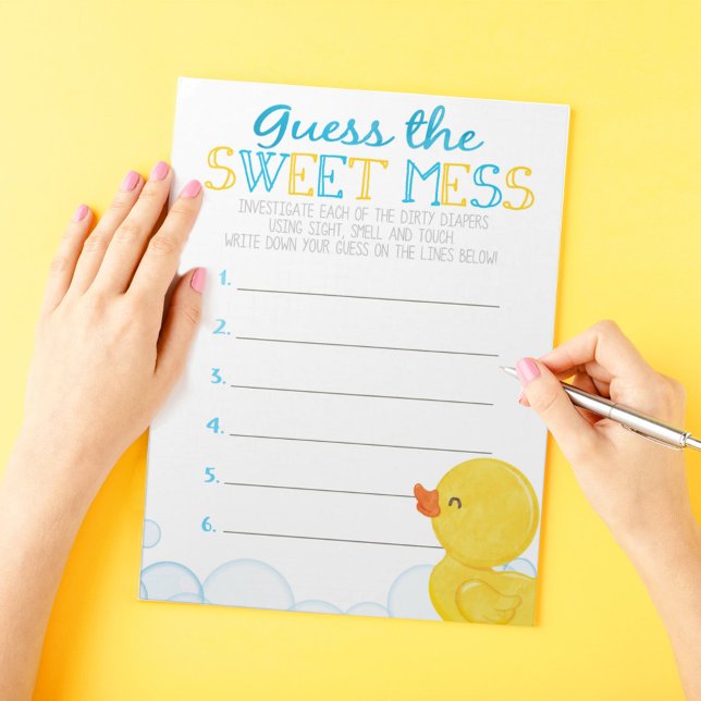 Gissa svaret på det svenska  Anka Game-svaret. Anteckningsblock (Guess the Sweet Mess Watercolor Rubber Duck Baby Shower Game Pack of 40 Answer Sheets)
