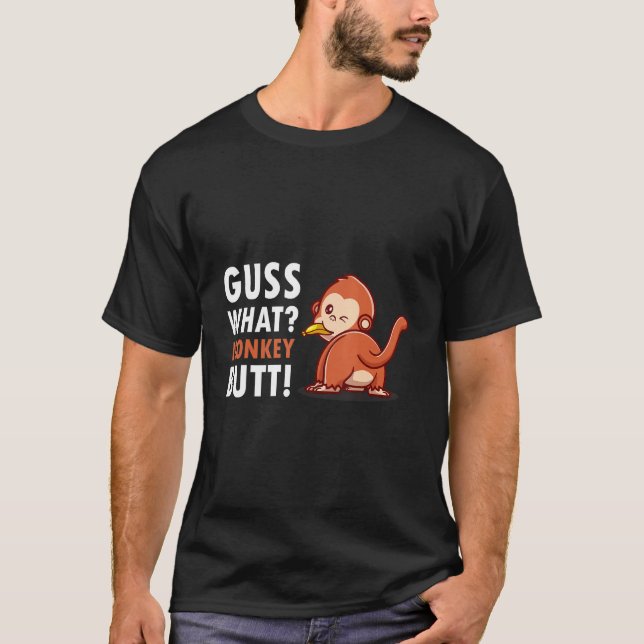 Gissa Vad Apabutt Brunt Med Banan T Shirt (Framsida)