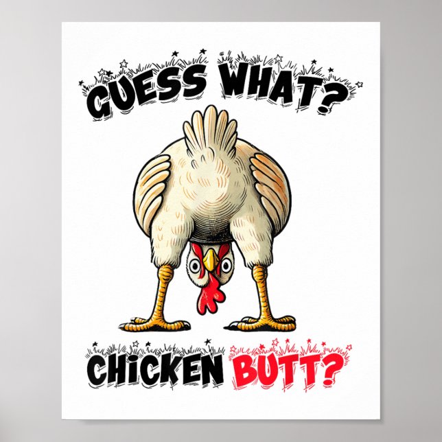 Gissa vad Chicken Butt Chicken Saker Joke Butt Hu Poster (Framsidan)