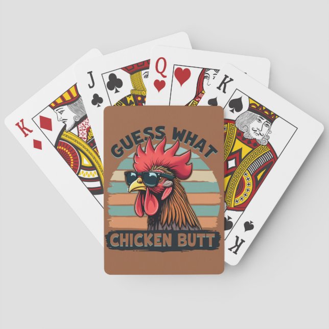 Gissa vad Chicken Butt Funny Retro Tupp Casinokort (Baksidan)