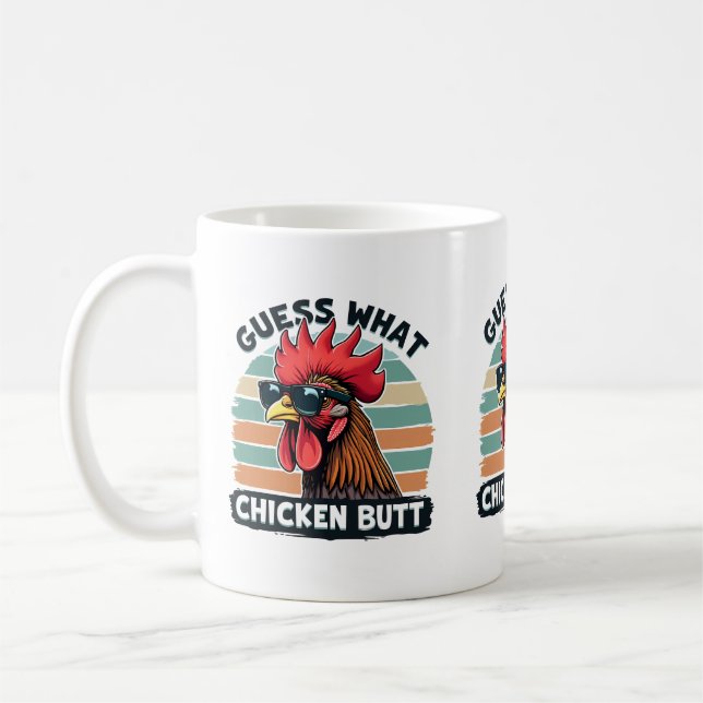 Gissa vad Chicken Butt Funny Retro Tupp Kaffemugg (Vänster)